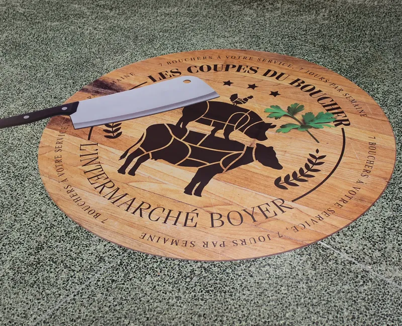 autocollant plancher pour promouvoir les bouchers