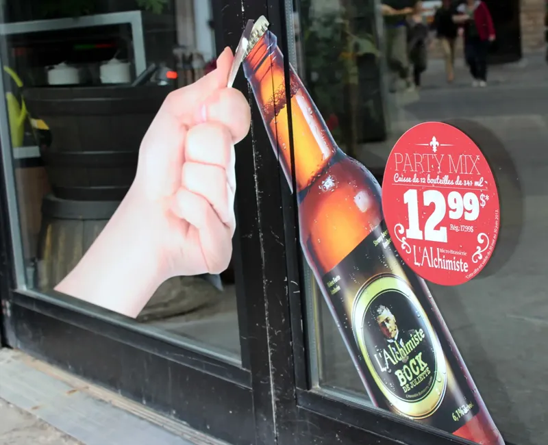 autocollant porte d'entrée marché alimentation promotion de bière
