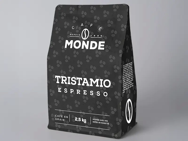 sac de grain de café de la refonte branding café
